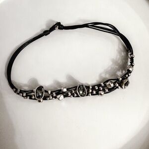 Uno de 50 Crystal & Leather Statement Necklace